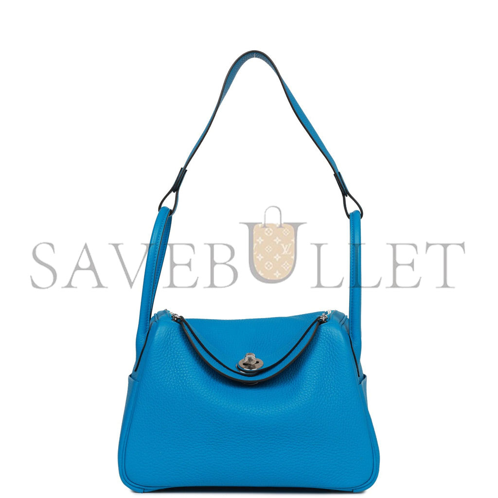 HERMES LINDY 26 BLEU ZANZIBAR VERSO CLEMENCE PALLADIUM HARDWARE(26*18*12cm)