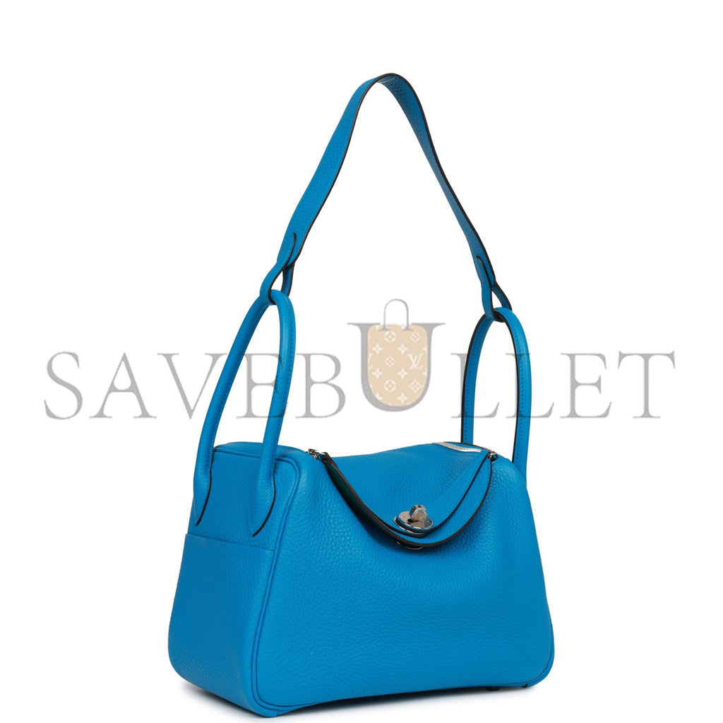 HERMES LINDY 26 BLEU ZANZIBAR VERSO CLEMENCE PALLADIUM HARDWARE(26*18*12cm)