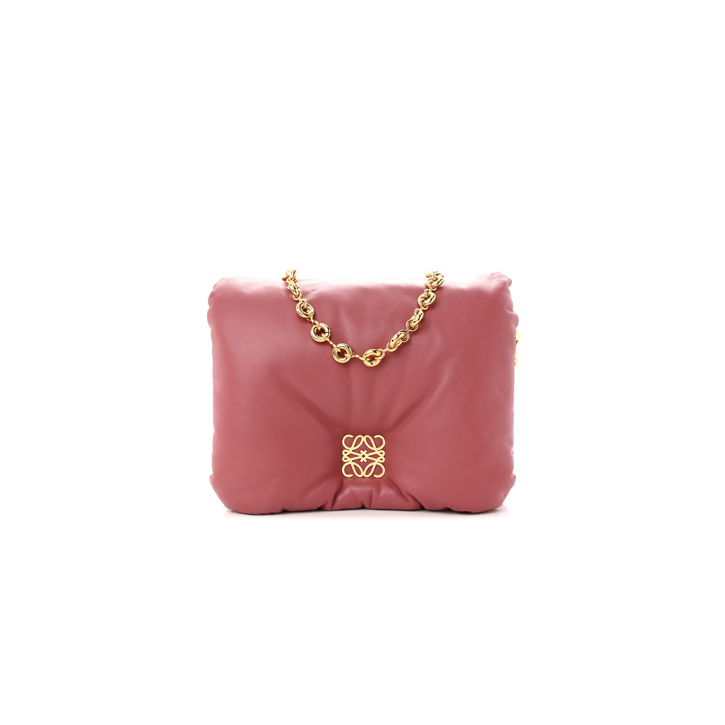 LOEWE LAMBSKIN GOYA PUFFER BAG PLUMROSE (23*18*5cm)