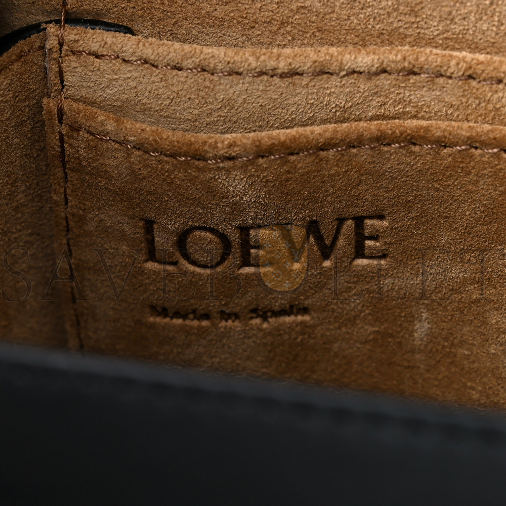 LOEWE CALFSKIN JACQUARD MINI GATE DUAL BAG BLACK (21*13*9cm)