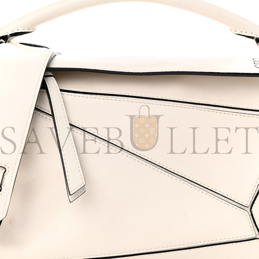 LOEWE GRAINED CALFSKIN SMALL PUZZLE BAG WHITE (24*16.5*10.5cm)