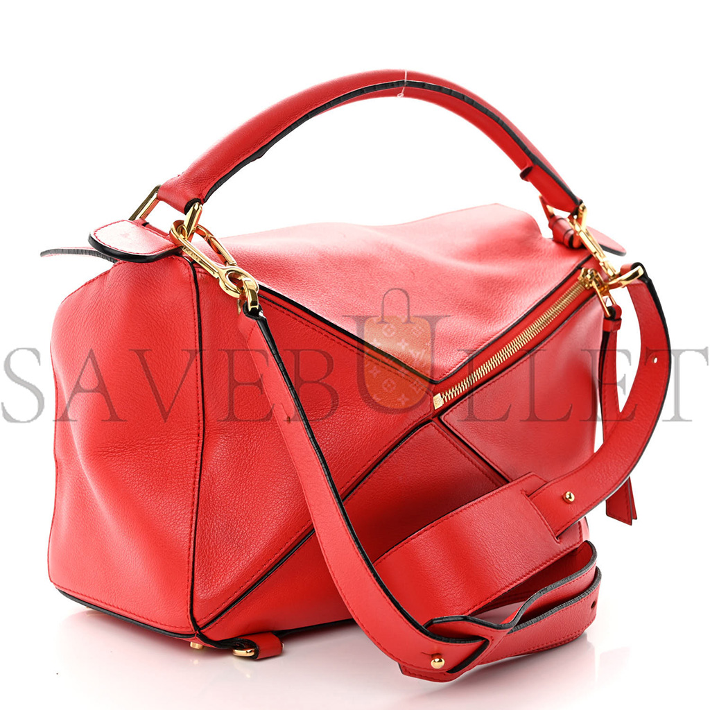 LOEWE CALFSKIN MEDIUM PUZZLE BAG SCARLET (29*19.5*14cm)