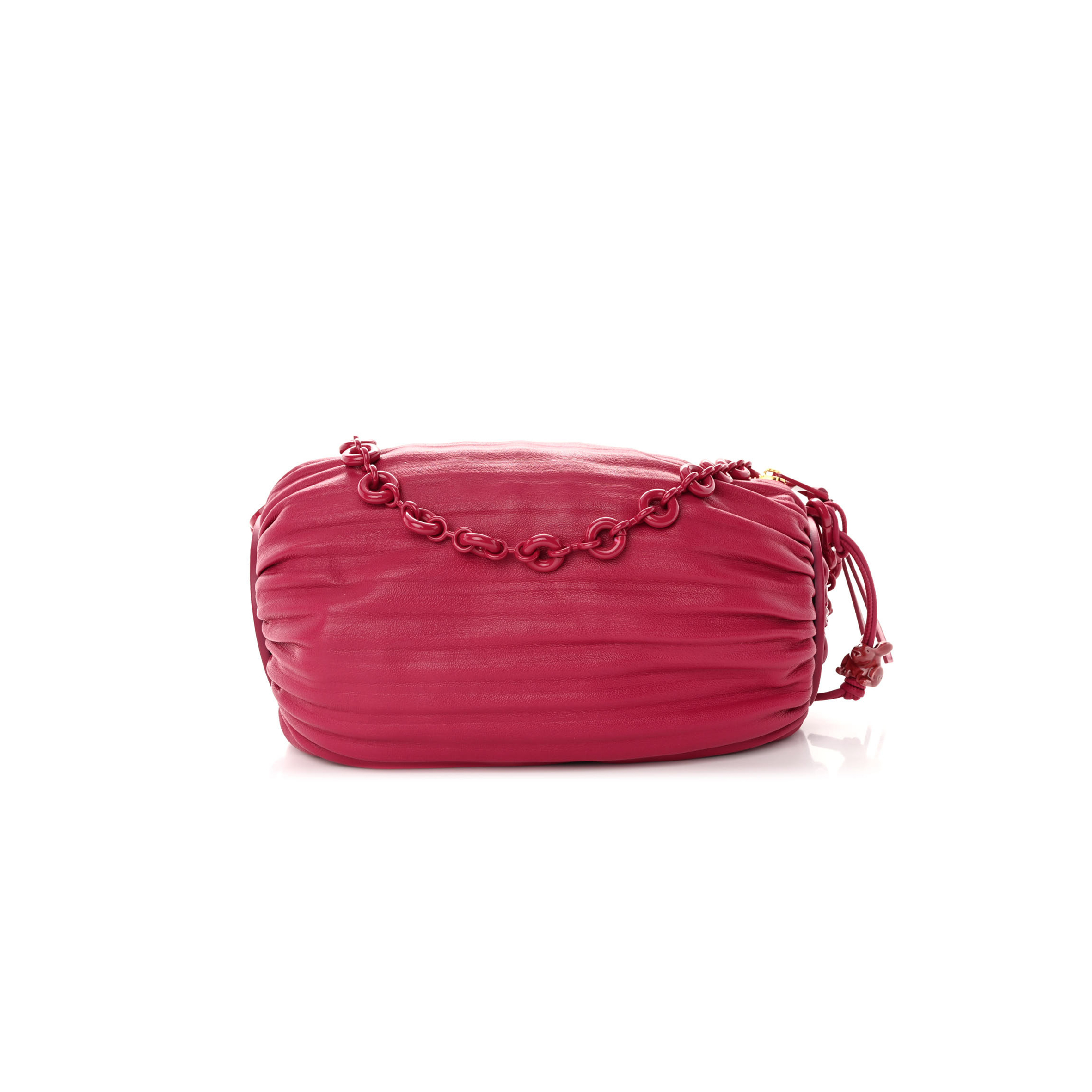 LOEWE LAMBSKIN PLEATED BRACELET POUCH SHOULDER BAG ROUGE BLOSSOMS (25*10*10cm)