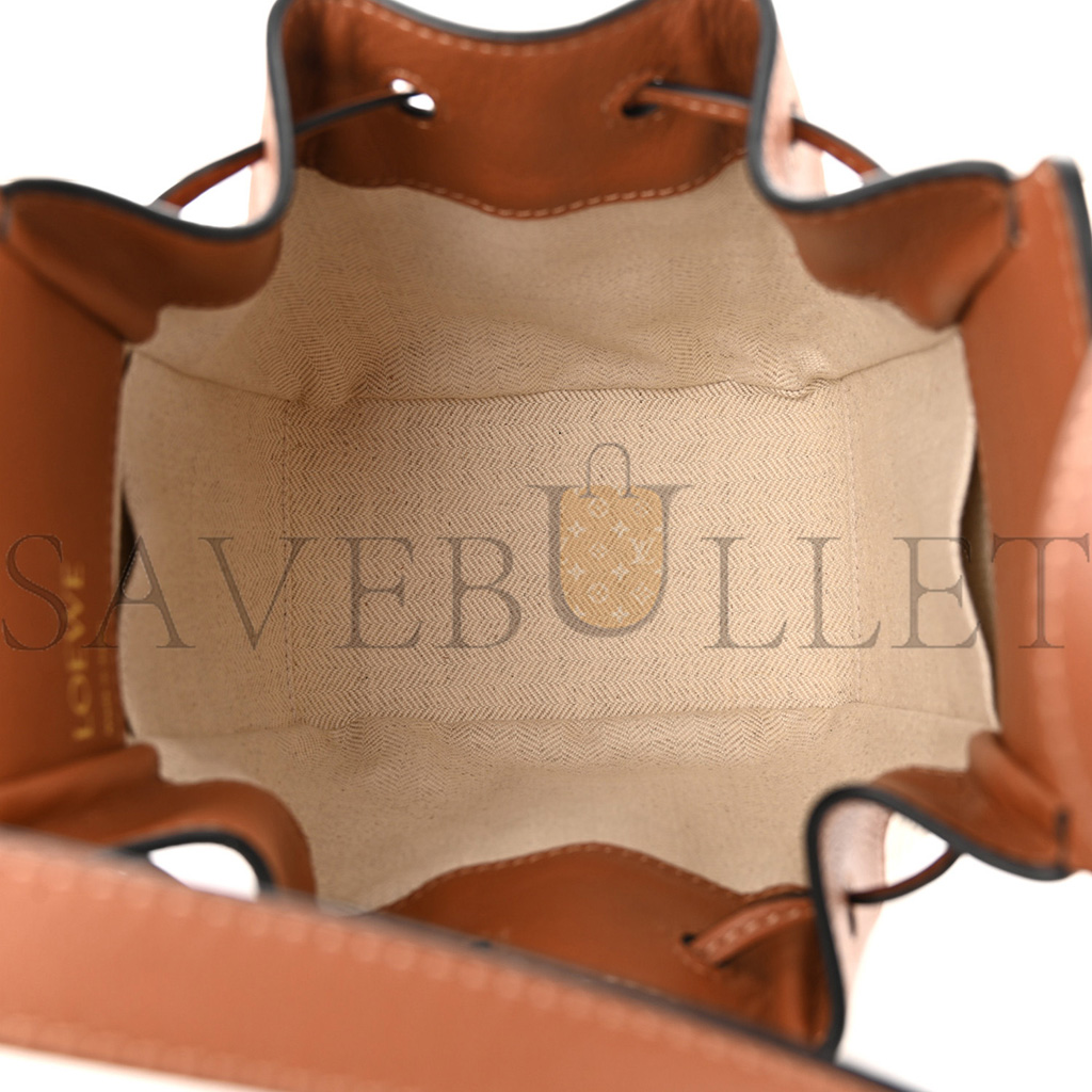 LOEWE CALFSKIN CANVAS MINI HAMMOCK SHOULDER BAG NATURAL TAN (19*17*10cm)