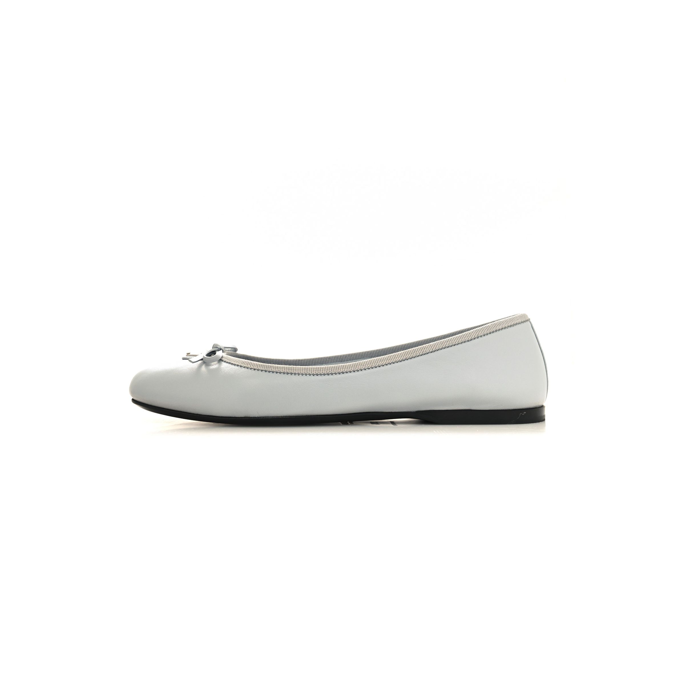 PRADA METALLIC LAMBSKIN BOW BALLERINA FLATS 38.5 FIORDALISO