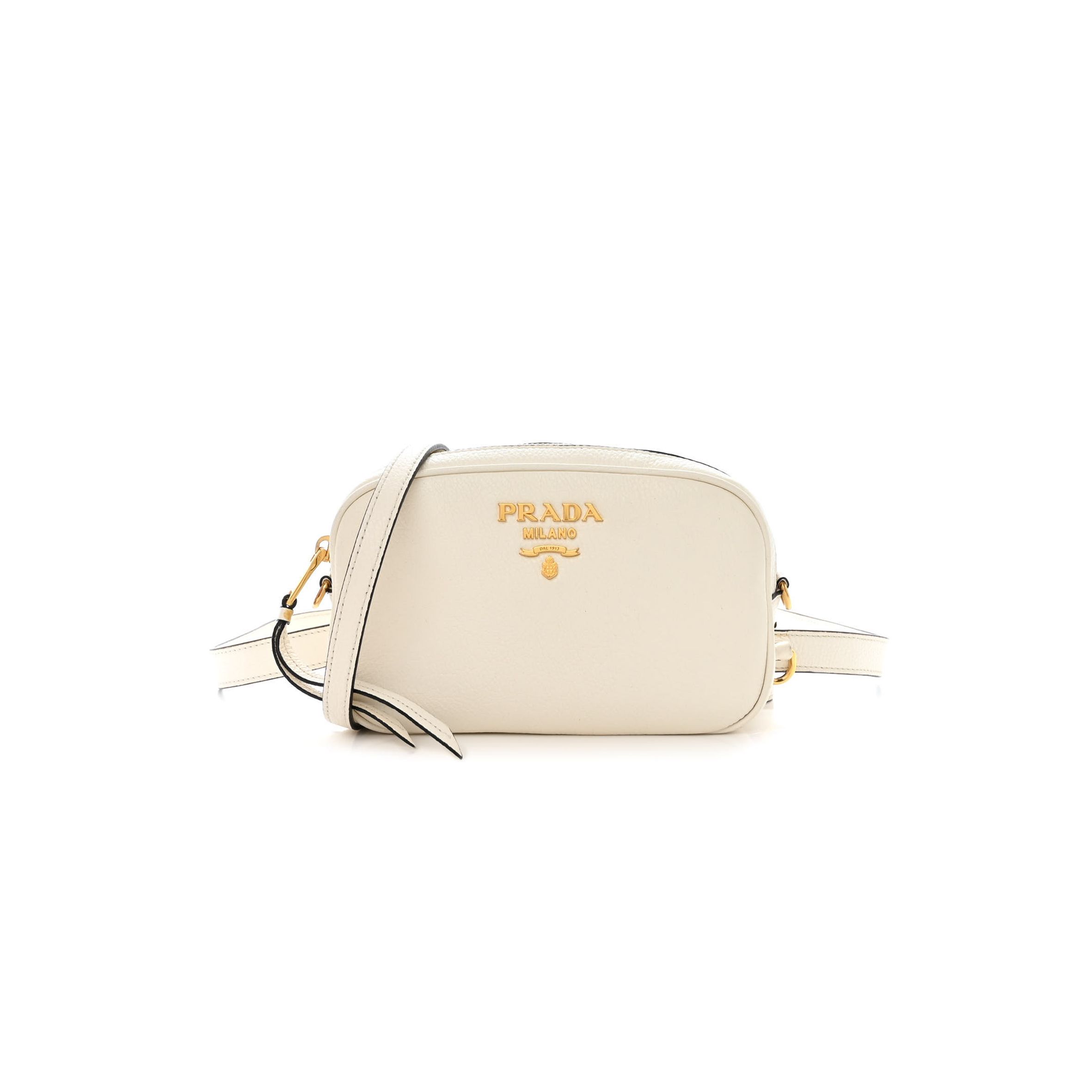 PRADA VITELLO DAINO CAMERA CROSSBODY BIANCO (19*12*2cm)