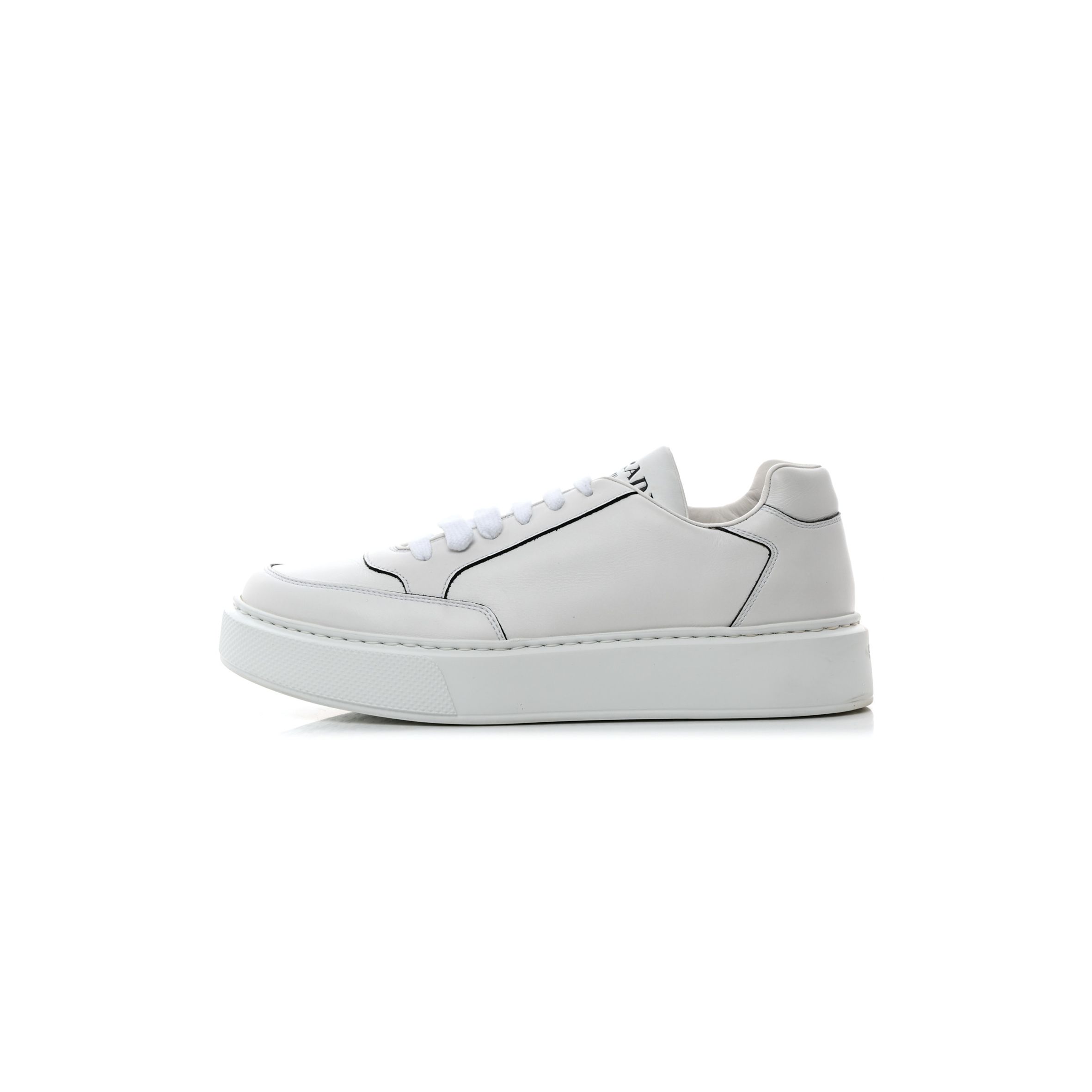 PRADA CALFSKIN MENS MONTANA LOW TOP SNEAKERS 7 WHITE