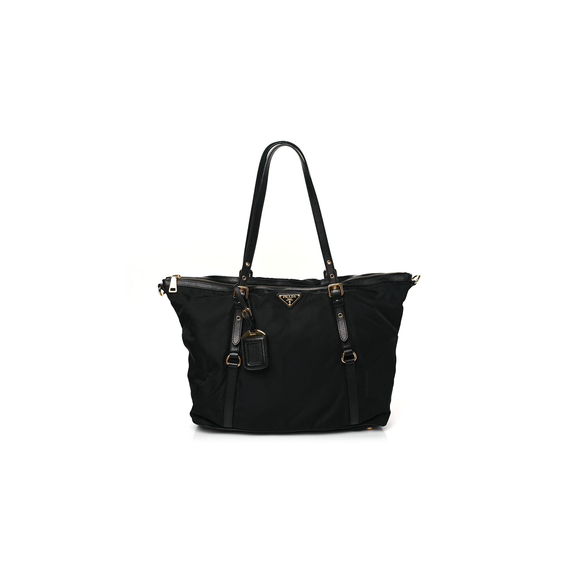 PRADA SAFFIANO TESSUTO NYLON SHOPPING TOTE BLACK (36*30*14cm)