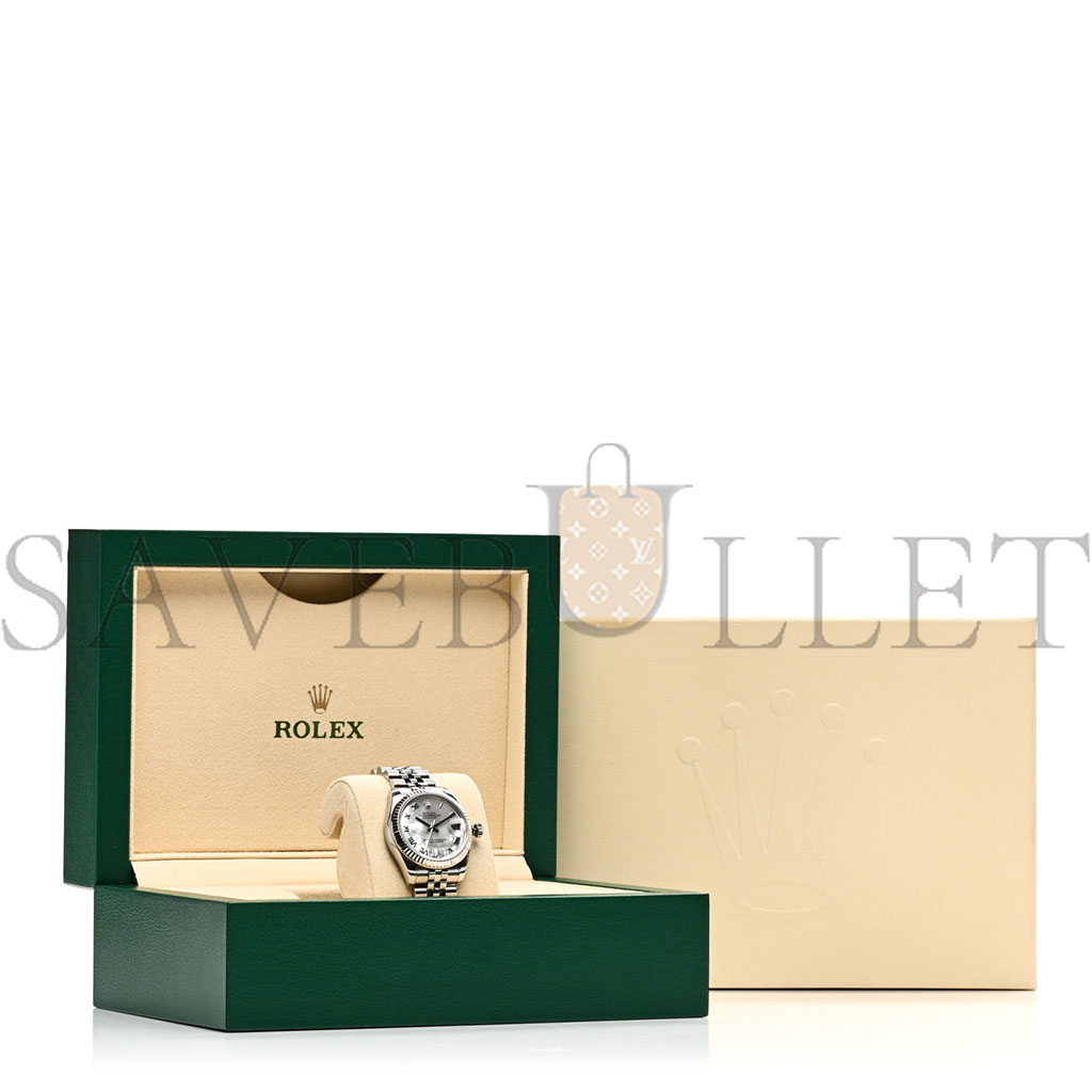 ROLEX STAINLESS STEEL 18K WHITE GOLD DIAMOND MOTHER OF PEARL 31MM OYSTER PERPETUAL DATEJUST WATCH ROMAN 178274