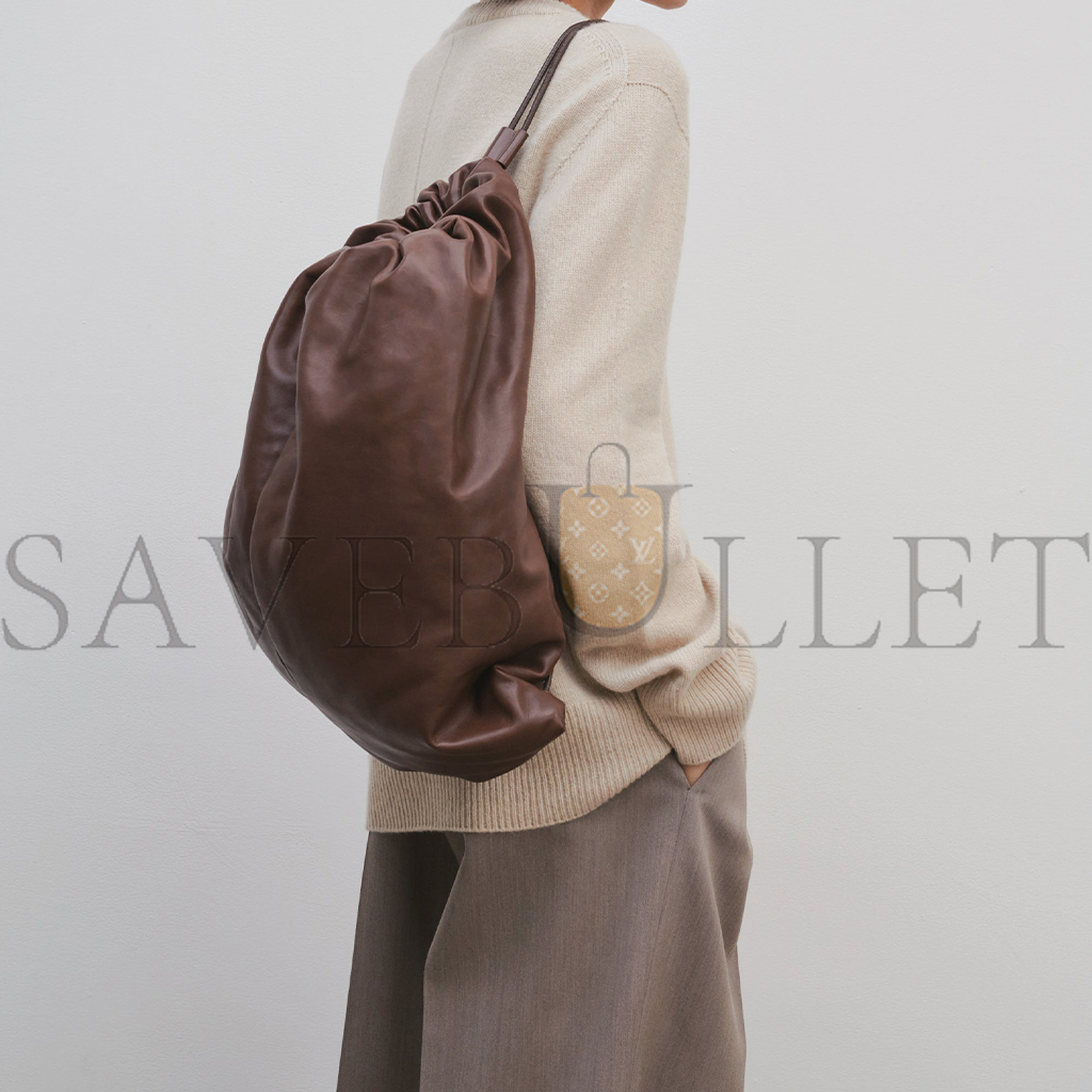 THE ROW PUFFY BACKPACK IN LEATHER CHOCOLATE W1604L114CHPLD (28*47*8cm)