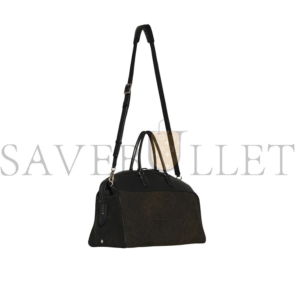 THE ROW GEORGE DUFFLE IN LEATHER AND DENIM BLACKBLACK W1630L52W763BBLCS (43*18*30cm)