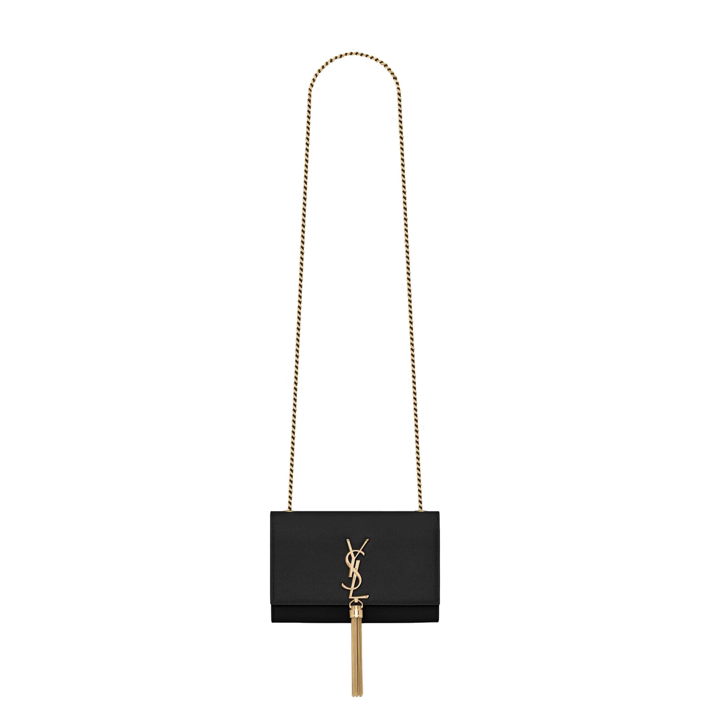 YSL KATE SMALL CHAIN BAG WITH TASSEL IN GRAIN DE POUDRE EMBOSSED LEATHER 474366BOW0J1000 (20*12.5*5cm)