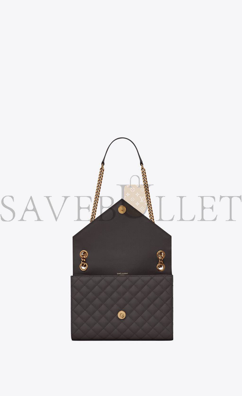 YSL ENVELOPE MEDIUM CHAIN BAG IN MIX MATELASS&EACUTE; GRAIN DE POUDRE EMBOSSED LEATHER 600185BOW971112 (24*17.5*6cm)