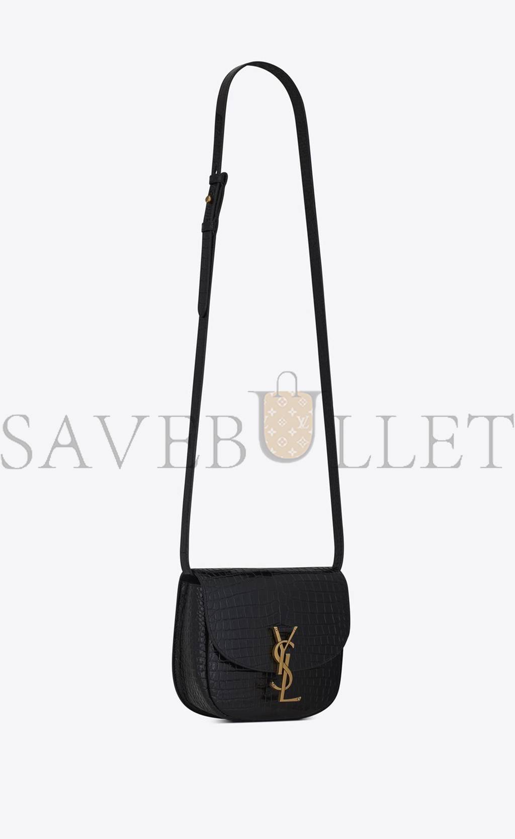 YSL KAIA SMALL SATCHEL IN SHINY CROCODILE-EMBOSSED LEATHER 619740DND0W1000 (18*15.5*5.5cm)