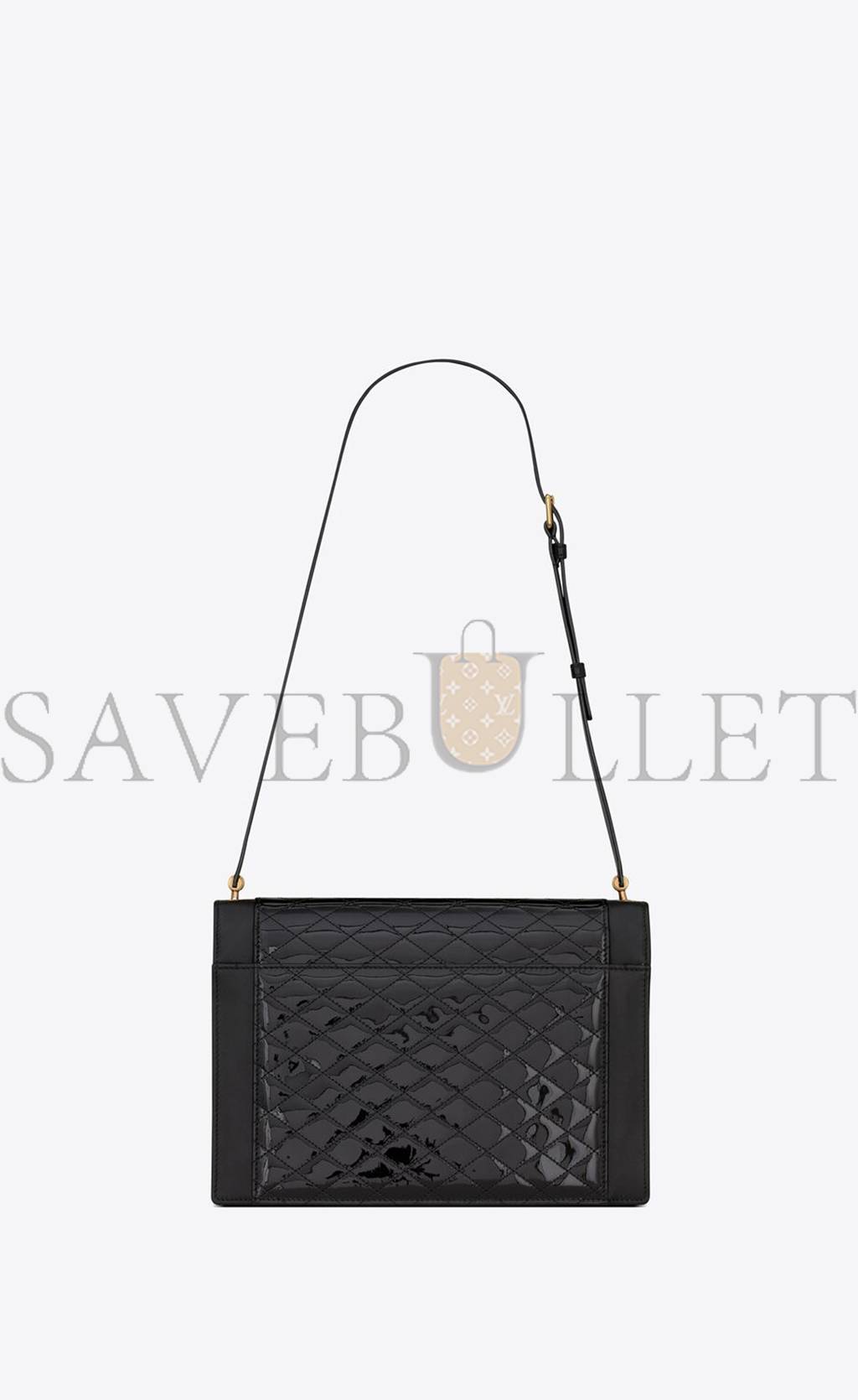 YSL GABY SATCHEL IN QUILTED LACQUERED LEATHER AND SMOOTH LEATHER 695503BMII71000 (26*18*5cm)