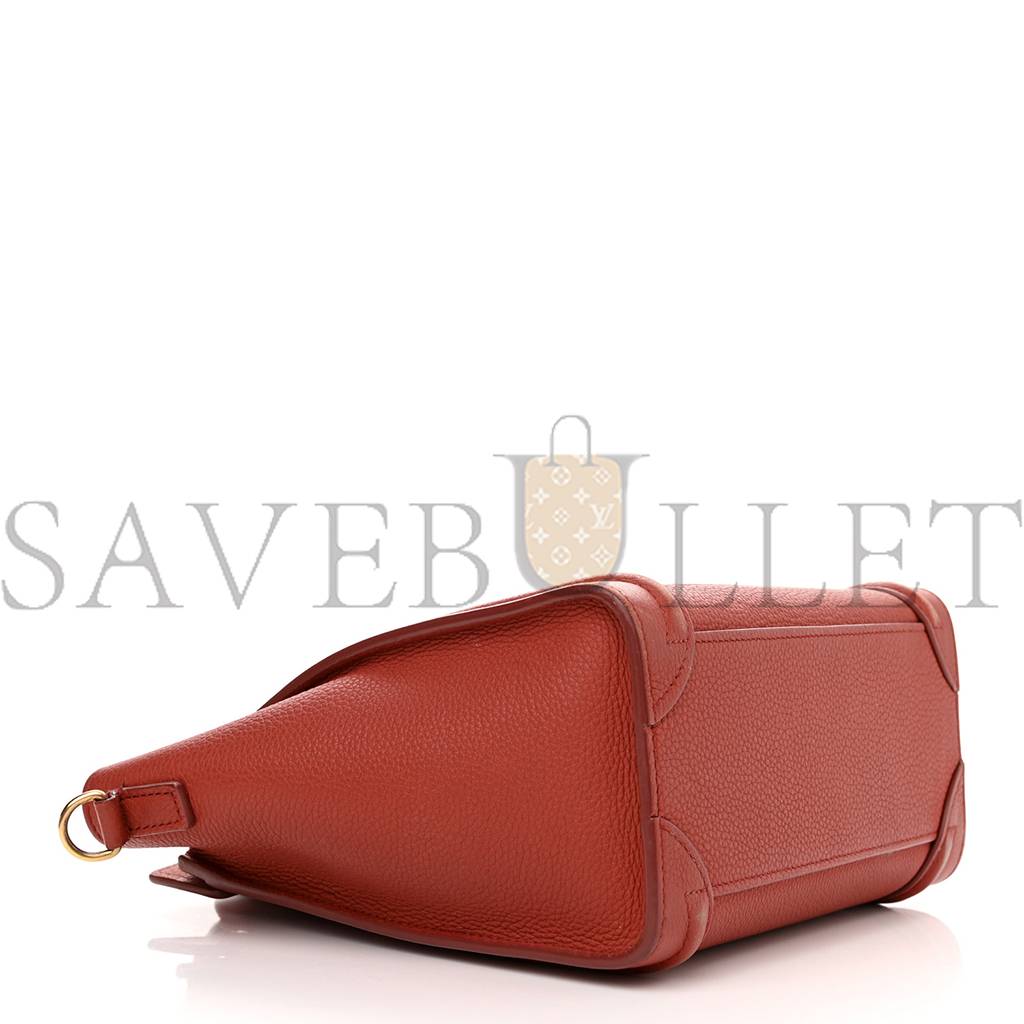 CELINE DRUMMED CALFSKIN NANO LUGGAGE RED (20*20*10cm)