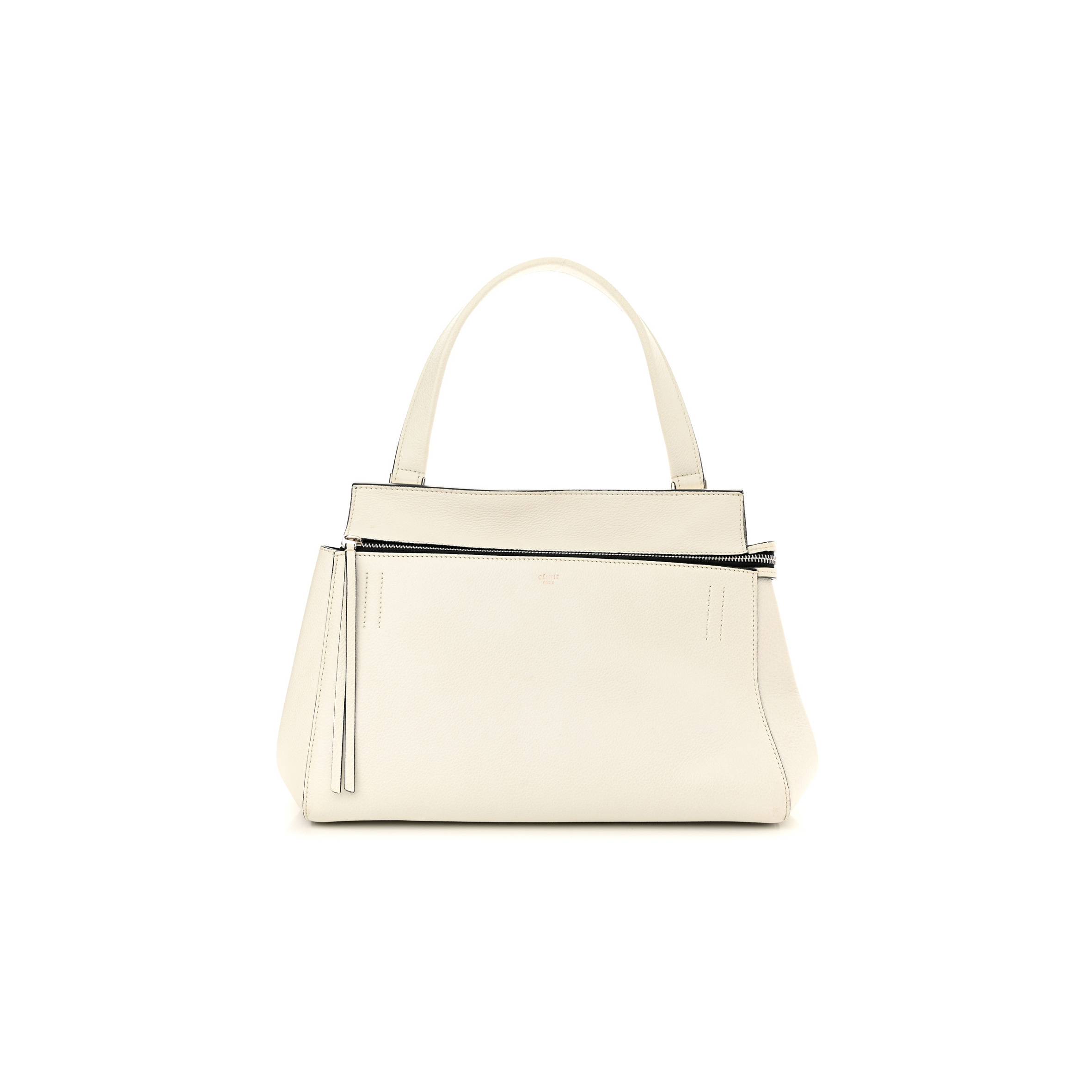 CELINE GRAINED CALFSKIN MEDIUM EDGE SHOULDER BAG WHITE (34*25*17cm)