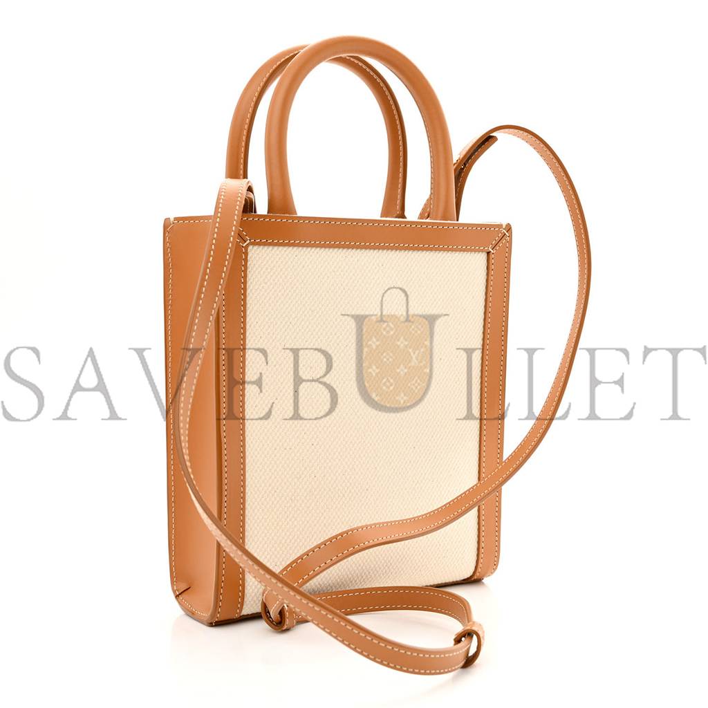 CELINE CANVAS CALFSKIN MINI VERTICAL CABAS NATURAL TAN (20*17*6cm)