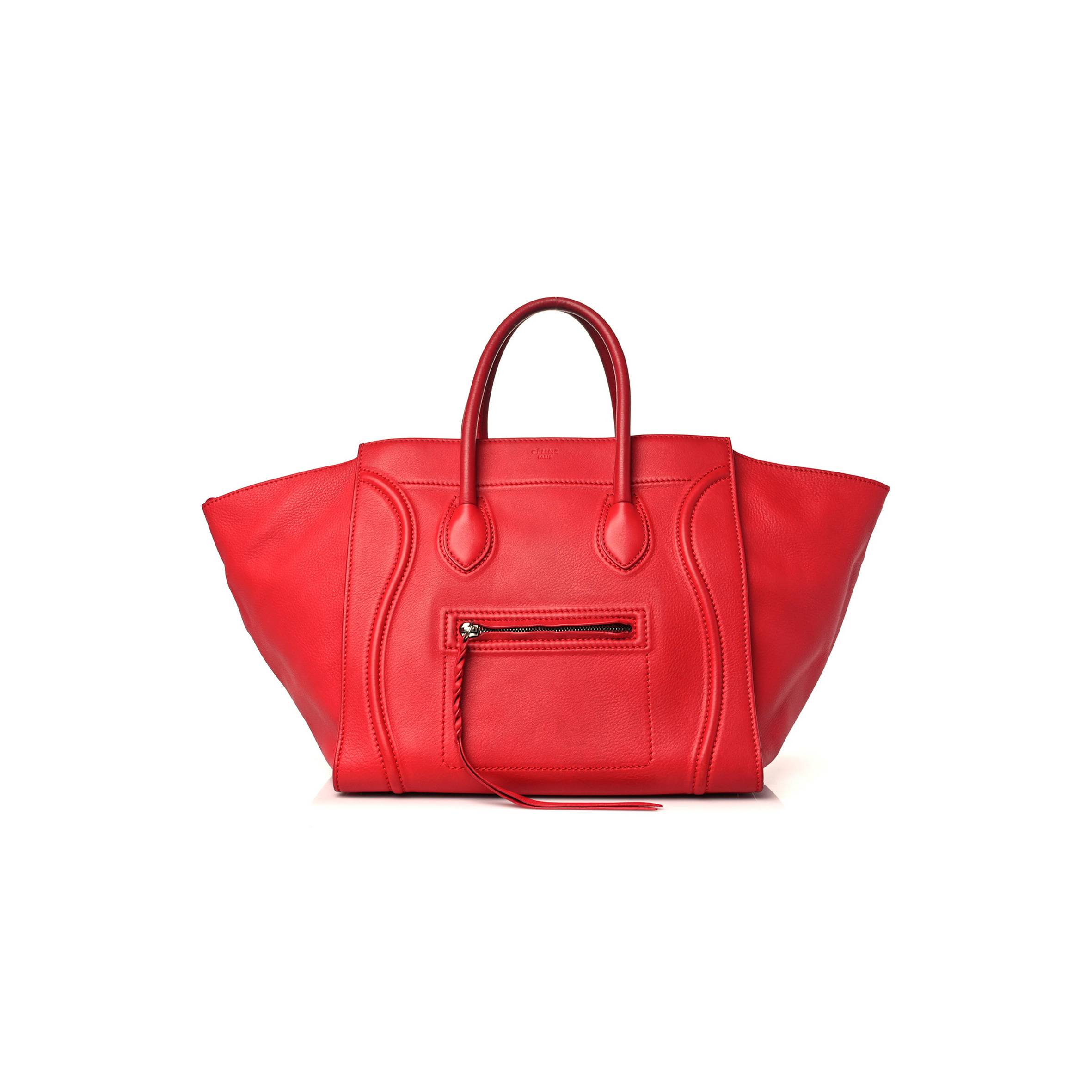 CELINE SUPPLE CALFSKIN MEDIUM PHANTOM LUGGAGE VERMILLION (29*28*25cm)