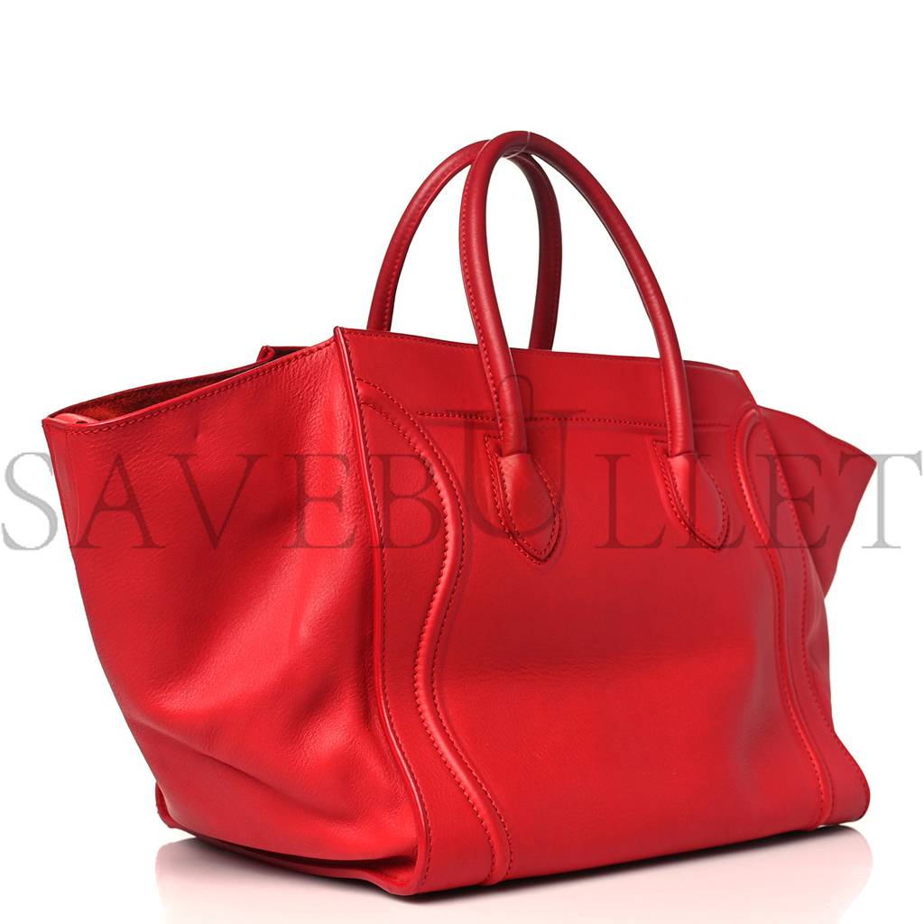 CELINE SUPPLE CALFSKIN MEDIUM PHANTOM LUGGAGE VERMILLION (29*28*25cm)