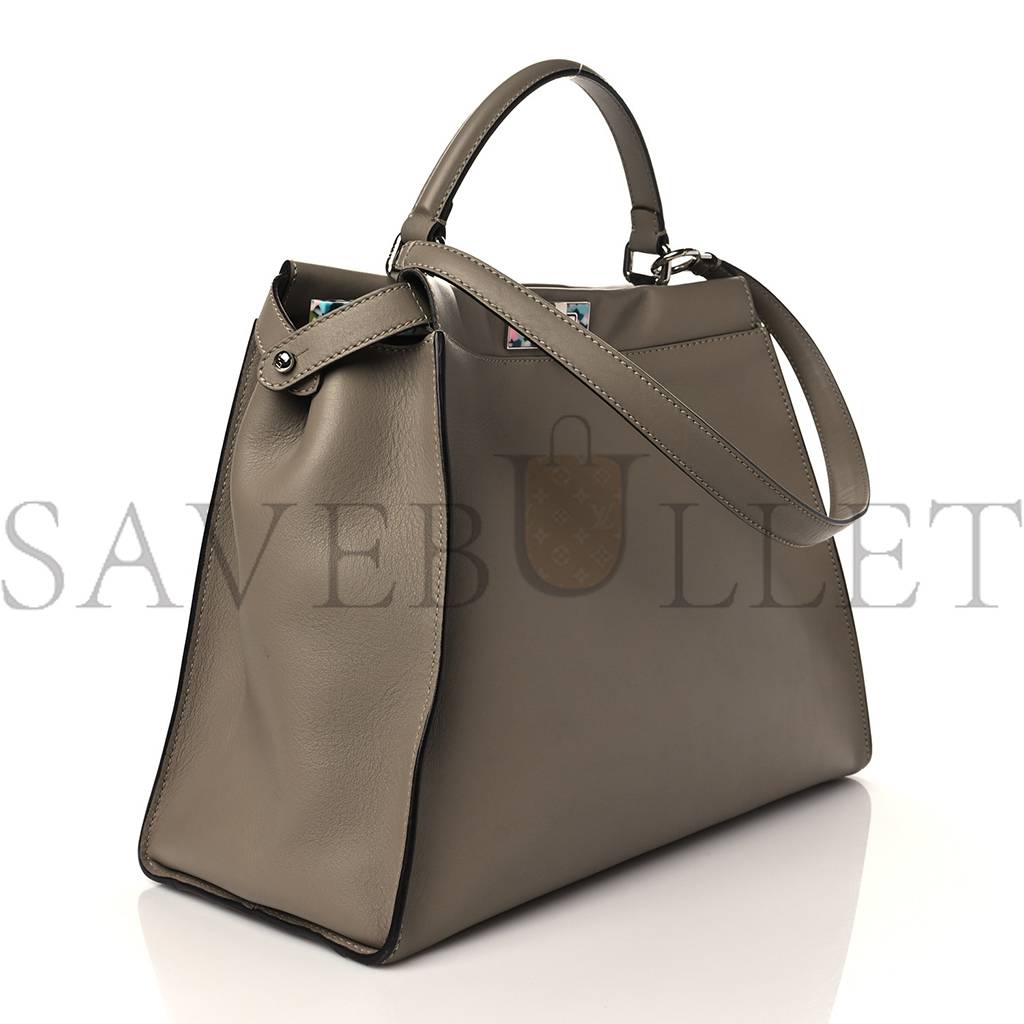 FENDI VITELLO SETA PLEXIGLASS GRANITE LARGE PEEKABOO ICONIC SATCHEL TORTORA (40*29*17cm)